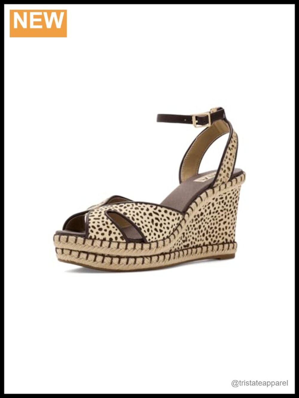 Women's leather pony hair wedge sandals with rope detail